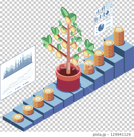 Isometric Long Term Investment with Money Tree Isometric Long Term Investment with Money Tree 129941129