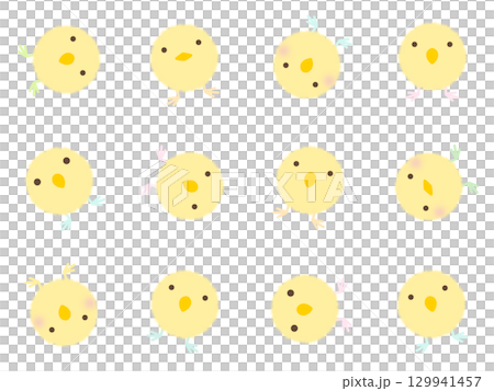 黄色いヒヨコのシームレスパターン G-1 黄色いヒヨコのシームレスパターン G-1 129941457