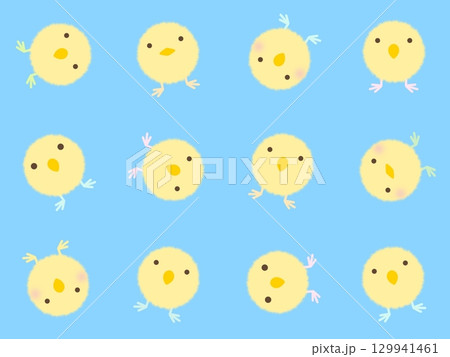 黄色いヒヨコのシームレスパターン　G-3 129941461
