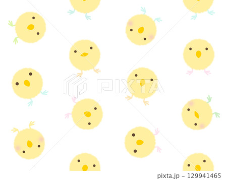 黄色いヒヨコのシームレスパターン H-1 黄色いヒヨコのシームレスパターン H-1 129941465