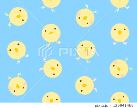 黄色いヒヨコのシームレスパターン H-3 黄色いヒヨコのシームレスパターン H-3 129941469