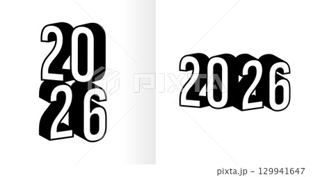 2026 3D Text Design with Shadow Effect 2026 3D Text Design with Shadow Effect 129941647