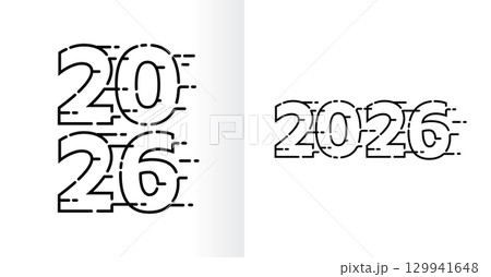 2026 Year Line Art Design with Speed Motion Dashes 2026 Year Line Art Design with Speed Motion Dashes 129941648