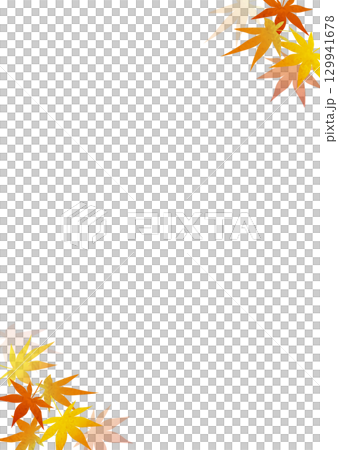 Watercolor autumn maple background frame illustration (vertical) 129941678