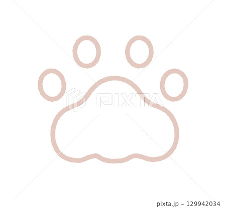 猫の肉球のシンプルな手描きの線画アイコン- くすみパステルカラーのおしゃれでかわいいイラスト素材 猫の肉球のシンプルな手描きの線画アイコン- くすみパステルカラーのおしゃれでかわいいイラスト素材 129942034