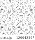 Seamless Pattern with Hand Drawn Vegetables 129942397