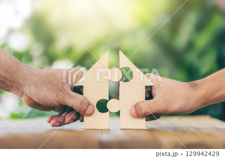 Home loan, home insurance, family life assurance protection, financial mortgage for house building. 129942429