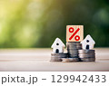 Mortgage rates business concept of investment housing real estate interest rates 3d home appraisal. 129942433