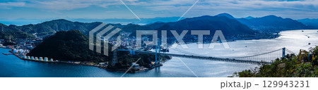 火の山公園展望台からの眺め　パノラマ【山口県下関市】 129943231