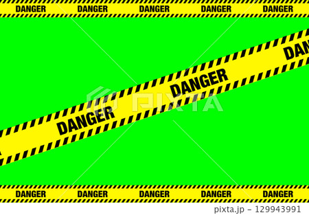 警告テープ 危険表示 DANGER サイン 緑背景 129943991