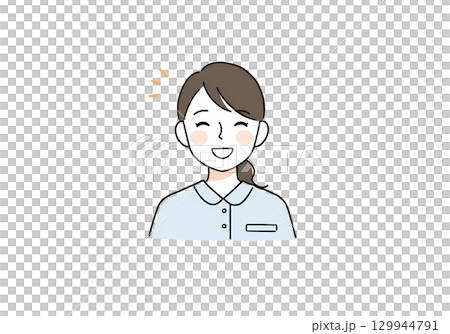 優しく微笑む女性スタッフ（医療・美容・介護）のイラスト 129944791