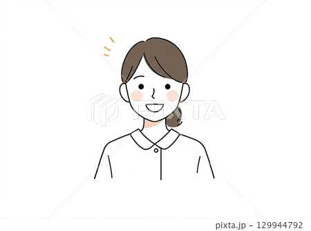 優しく微笑む女性スタッフ（医療・美容・介護）のイラスト 129944792