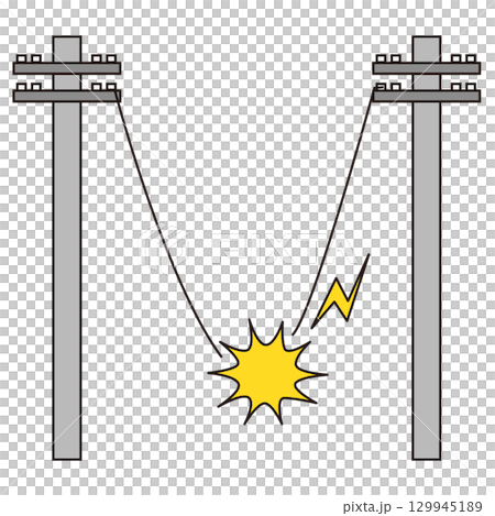 電線が断線しているイラスト 電線が断線しているイラスト 129945189