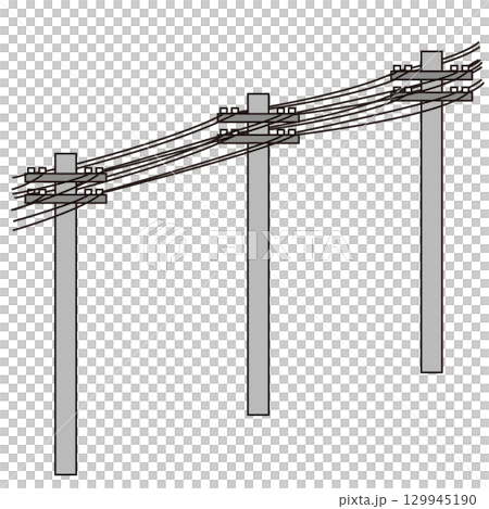 電線桿和電線的插圖 電線桿和電線的插圖 129945190