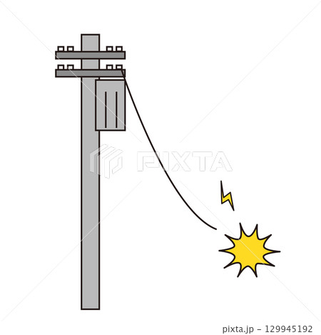 電線が切断した様子のイラスト 129945192