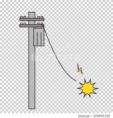 電線が切断した様子のイラスト 129945192