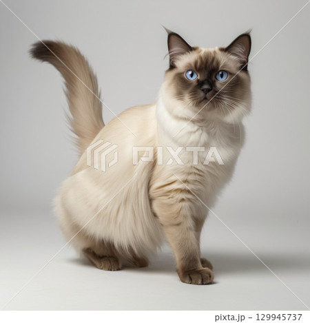 何かを狙っている可愛いバーマン猫 129945737