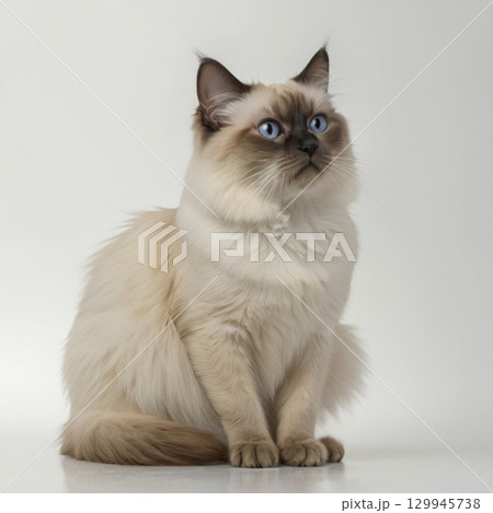 何かを狙っている可愛いバーマン猫 何かを狙っている可愛いバーマン猫 129945738