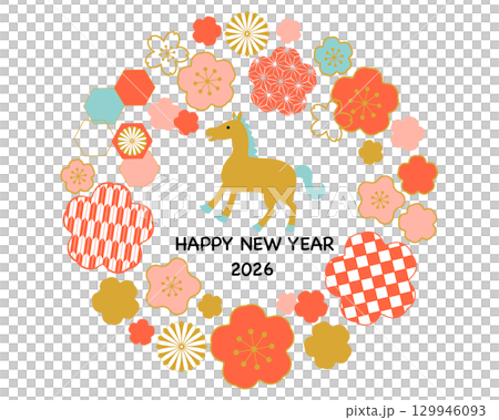 2026年馬年日式新年賀卡材料 129946093