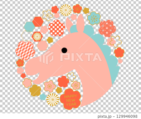 2026 Year of the Horse Japanese Pattern New Year's Card Material 2026 Year of the Horse Japanese Pattern New Year's Card Material 129946098