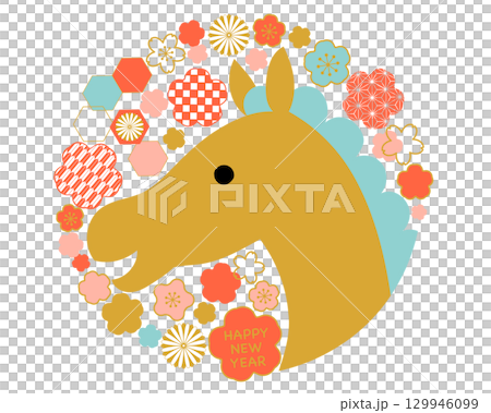 2026 Year of the Horse Japanese Pattern New Year's Card Material 2026 Year of the Horse Japanese Pattern New Year's Card Material 129946099
