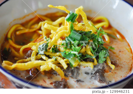 noodles or beef curry noodles , beef noodles or Thai noodles 129946231