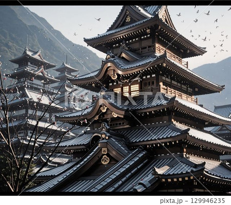 塔のある風景 129946235