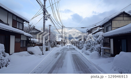 winter in the village 129946913