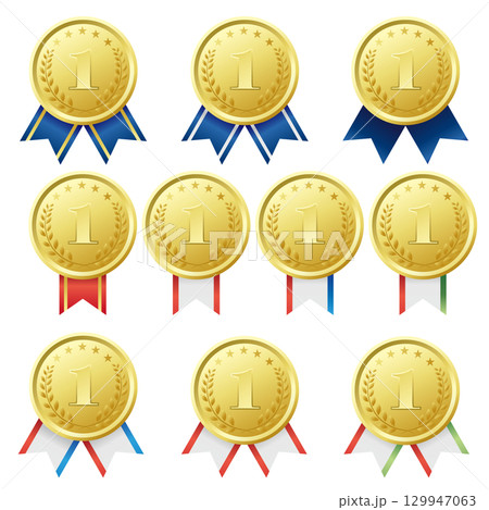 メダルのイラストセット　1位 129947063