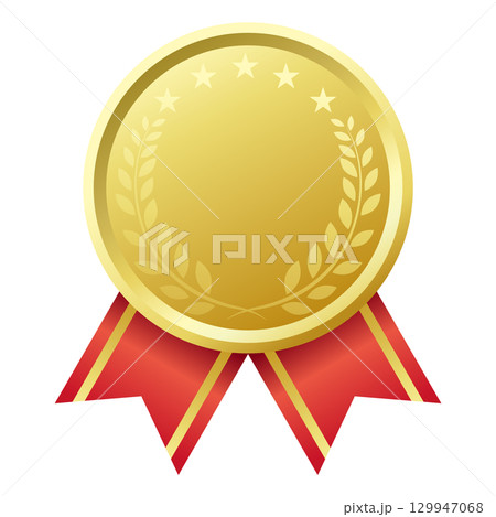 金色のメダルとリボンのベクターイラスト 129947068