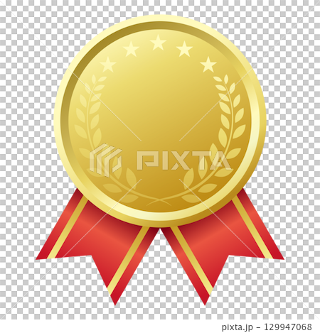 金色のメダルとリボンのベクターイラスト 129947068