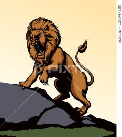 Vector drawing. An angry lion Vector drawing. An angry lion 129947189