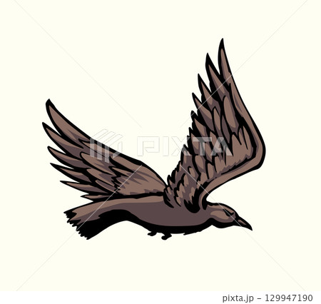 Vector drawing. Big flying bird Vector drawing. Big flying bird 129947190