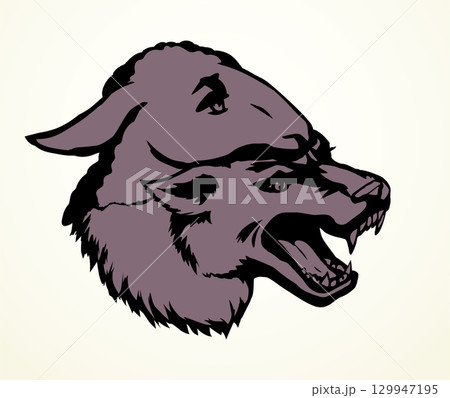 Vector drawing. Wolf in sheep's clothing 129947195