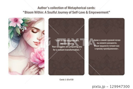 Author's collection of Metaphorical cards. Bloom Within A Soulful Journey of Selflove and Empowerment. Author's collection of Metaphorical cards. Bloom Within A Soulful Journey of Selflove and Empowerment. 129947300
