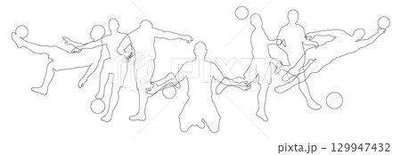 Soccer Football Players Silhouettes Soccer Football Players Silhouettes 129947432