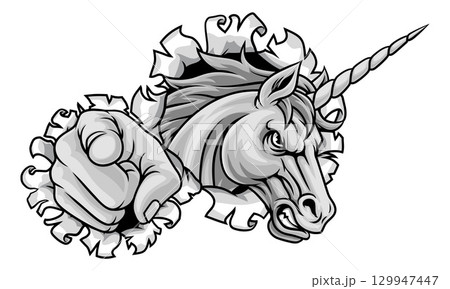 Unicorn Horse Sports Team Mascot Design 129947447