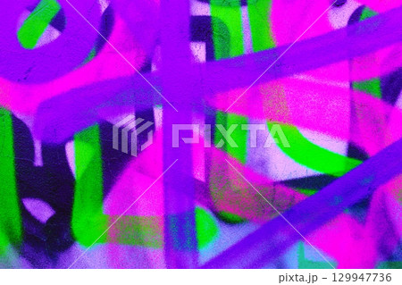 Vibrant Graffiti Art with Neon Purple Green Pink in 90s Urban Style Vibrant Graffiti Art with Neon Purple Green Pink in 90s Urban Style 129947736