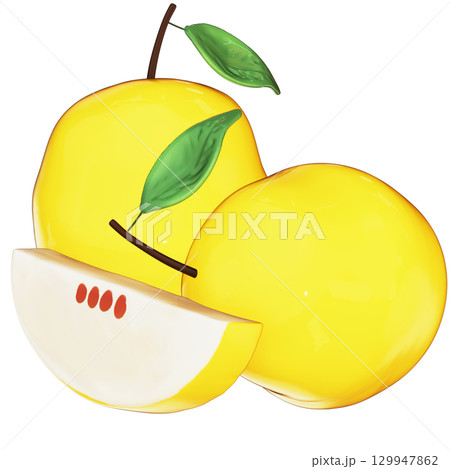 Realistic 3D Quandong Set: Whole and Halved Fruit on Transparent Background 129947862