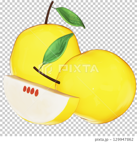 Realistic 3D Quandong Set: Whole and Halved Fruit on Transparent Background 129947862