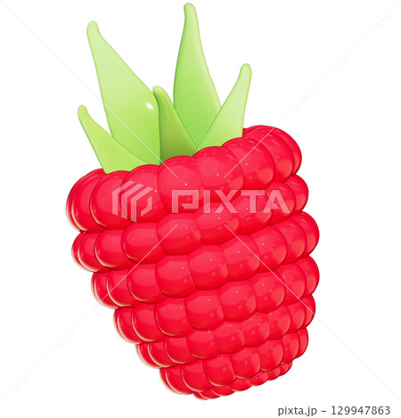 Realistic 3D Raspberry Fruit Illustration Isolated on Transparent Background 129947863
