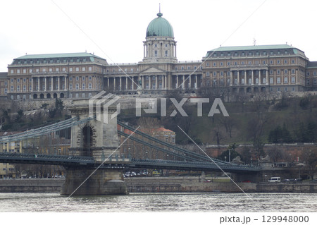Budapest, Hungary, March 3, 2019: Buda Castle View from Across the Danube River Budapest, Hungary, March 3, 2019: Buda Castle View from Across the Danube River 129948000