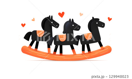 可愛い馬（午年・干支・年賀状）のイラスト素材 129948023