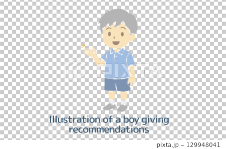 Illustration of a smiling little boy giving directions (no main lines) 129948041