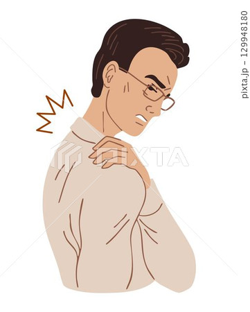 Office worker man with shoulder pain Office worker man with shoulder pain 129948180