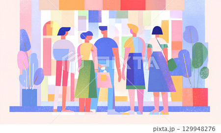 ウインドウショッピングする人々 ウインドウショッピングする人々 129948276