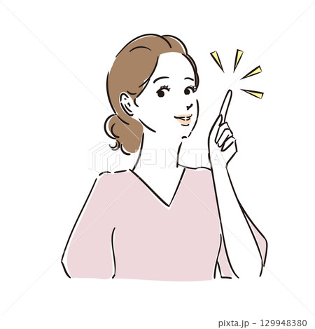 嬉しそうな表情でポーズをとる綺麗な女性 129948380