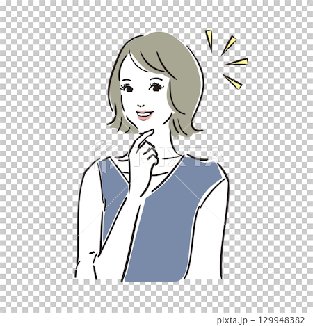 嬉しそうな表情でポーズをとる綺麗な女性 129948382