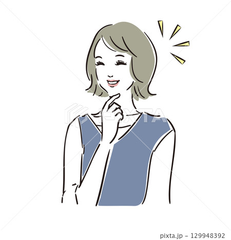 嬉しそうな表情でポーズをとる綺麗な女性 129948392