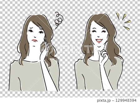 考える　解決　綺麗な女性の表情 129948394